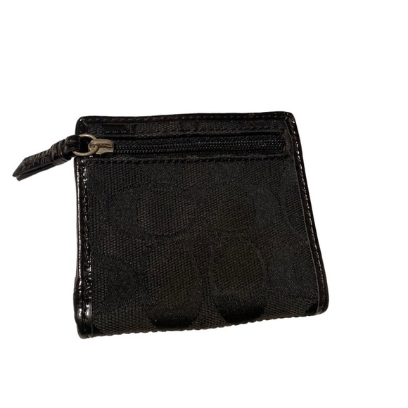 Coach mini wallet patent leather purse zip black silver - Picture 3 of 12